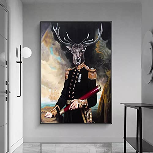 Pintura decor Pared Arte Impresiones Lienzo Póster abstracto ciervo pintura lienzo cuadros artísticos pared Jazz decor sala estar decor moderna hogar pinturas animales nobles Decor regalo -50x70cm