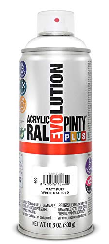 PINTYPLUS EVOLUTION 600 Pintura Spray Acrílica 520cc Matt Pure White, Blanco Mate Ral 9010, 300 g (Paquete de 1)