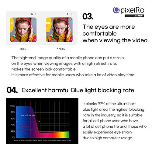 PixelRo Tecnología innovadora, vidrio templado con bloqueador de luz azul, película vívida, ayuda al astigmatismo (5,8 pulgadas), iPhone 11 Pro, iPhone Xs, iPhone X