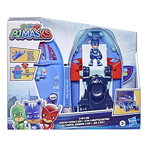 PJ Masks Set de cuartel General 2 en 1, Juguete de cuartel General y Cohete para niños en Edad Preescolar con Figura de acción y vehículo para niños a Partir de 3 años