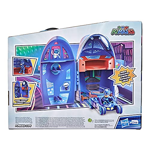 PJ Masks Set de cuartel General 2 en 1, Juguete de cuartel General y Cohete para niños en Edad Preescolar con Figura de acción y vehículo para niños a Partir de 3 años