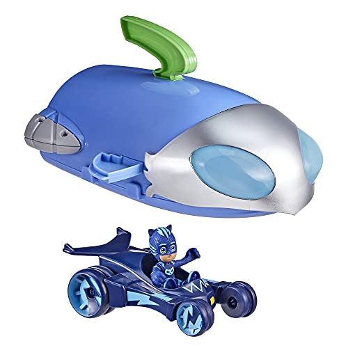 PJ Masks Set de cuartel General 2 en 1, Juguete de cuartel General y Cohete para niños en Edad Preescolar con Figura de acción y vehículo para niños a Partir de 3 años