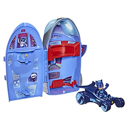 PJ Masks Set de cuartel General 2 en 1, Juguete de cuartel General y Cohete para niños en Edad Preescolar con Figura de acción y vehículo para niños a Partir de 3 años