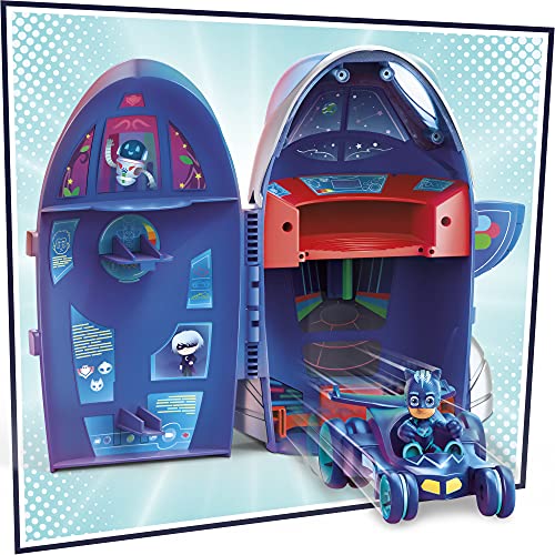 PJ Masks Set de cuartel General 2 en 1, Juguete de cuartel General y Cohete para niños en Edad Preescolar con Figura de acción y vehículo para niños a Partir de 3 años