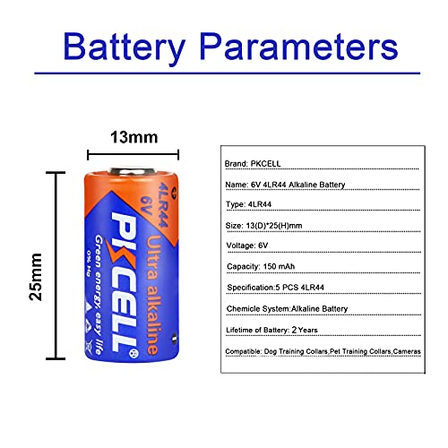 Pkcell 6V 4LR44 GP476A 4A76 PX28A L1325 Batería alcalina para collar de perro (5 unidades)