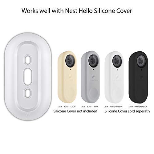 Placa de pared resistente a la intemperie y a los rayos UV, compatible con timbre de vídeo Nest Hello - Un acabado bonito y limpio para tu timbre nido (blanco)