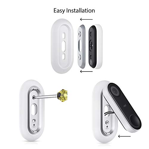 Placa de pared resistente a la intemperie y a los rayos UV, compatible con timbre de vídeo Nest Hello - Un acabado bonito y limpio para tu timbre nido (blanco)