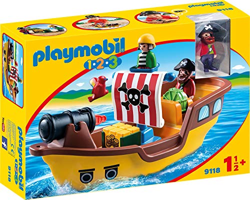 PLAYMOBIL 1.2.3 Barco Pirata, a Partir de 1.5 Años (9118)
