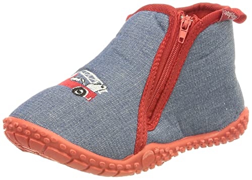 Playshoes Zapatillas Camión de Bomberos, Pantuflas Unisex niños, Azul (Jeansblau 3), 20/21 EU