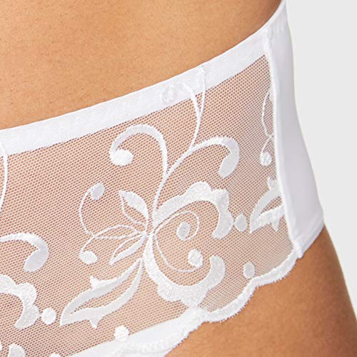 Playtex Essential Elegance Broderie Culotte Midi Ropa Interior, Blanco, Blanca, 42 para Mujer