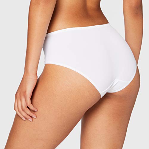 Playtex Essential Elegance Broderie Culotte Midi Ropa Interior, Blanco, Blanca, 42 para Mujer