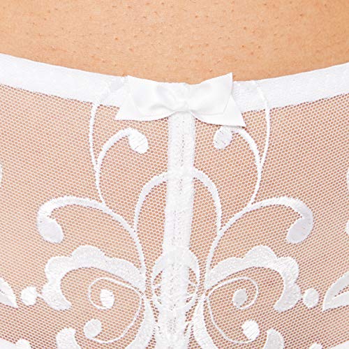 Playtex Essential Elegance Broderie Culotte Midi Ropa Interior, Blanco, Blanca, 42 para Mujer
