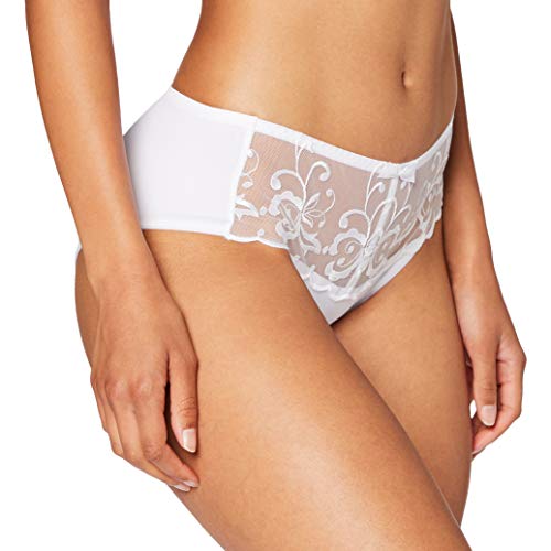 Playtex Essential Elegance Broderie Culotte Midi Ropa Interior, Blanco, Blanca, 42 para Mujer