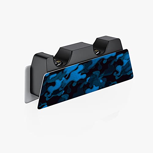 PlayVital Pegatina Completa para PS5 Edición Digital Calcomanía Vinilo para Playstation 5 Consola&Control&Estación de Recarga&Control Remoto&Audífonos Adhesivo para PS5-Camuflaje Azul Negro