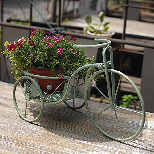 PLHMS Soporte para Carrito de macetas, Soporte para Plantas de Triciclo, Jardinera de pie de Metal para jardín, Soporte para Plantas de Bicicletas para Plantas Artificiales, Decoración de Jardines