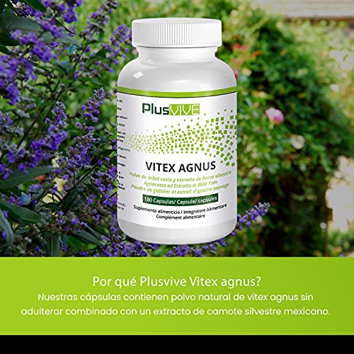 Plusvive - Vitex agnus-castus con extracto de ñame silvestre, 180 cápsulas (250 mg)