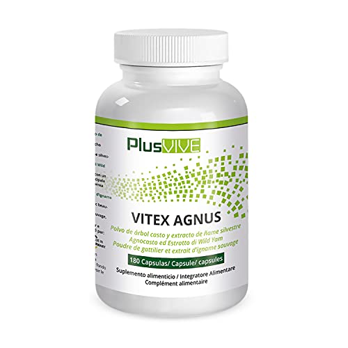 Plusvive - Vitex agnus-castus con extracto de ñame silvestre, 180 cápsulas (250 mg)