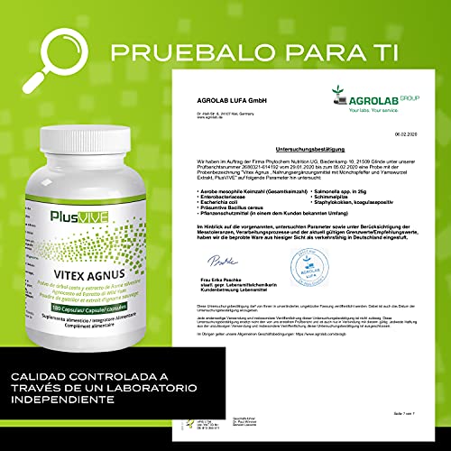 Plusvive - Vitex agnus-castus con extracto de ñame silvestre, 180 cápsulas (250 mg)