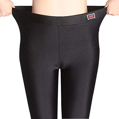 Pluto & Fox Leggings Pantalónes Térmico para Mujer De Brillo Suave Talla Grande con/Sin Forro Polar Elegible Elegante Super Elástica Tamaño L-4XL (Negro(con Forro Polar), L)