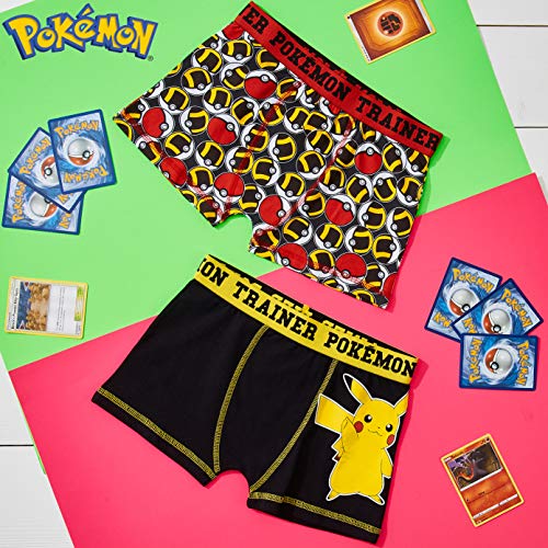 Pokemon Boxer Niño, Pack de 2 Calzoncillos Niño Transpirables, Ropa Niño Interior de Algodon, Regalos para Niños Edad 4-14 Años (Multi, 11-12 años)