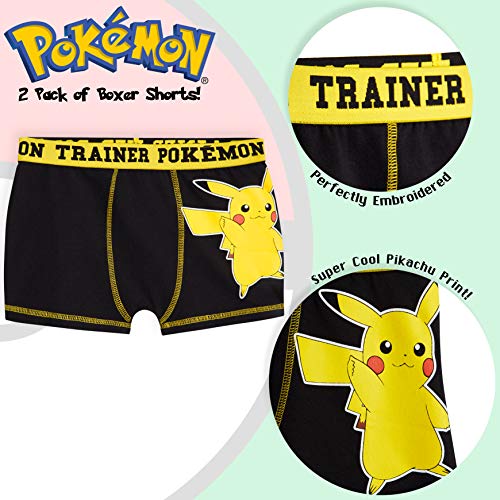 Pokemon Boxer Niño, Pack de 2 Calzoncillos Niño Transpirables, Ropa Niño Interior de Algodon, Regalos para Niños Edad 4-14 Años (Multi, 11-12 años)