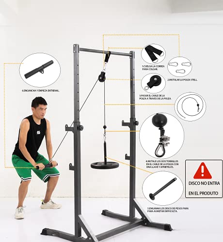 Poleas Gimnasio para Casa,Accesorios Poleas Gimnasio,Accesorio de Entrenamiento para Antebrazos,Entrenamiento de Fuerza del Brazo (polea Gimnasio Negro)