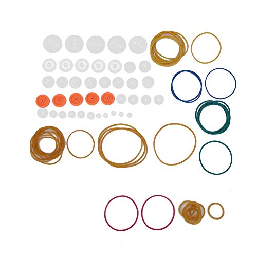 Poleas Plástico Quimat para Motores Electricos Juego de Poleas de Juguete Modelo DIY de Alto Rendimiento Juego de Poleas de Transmisión Juego de Combinación de Banda de Goma 84 Piezas
