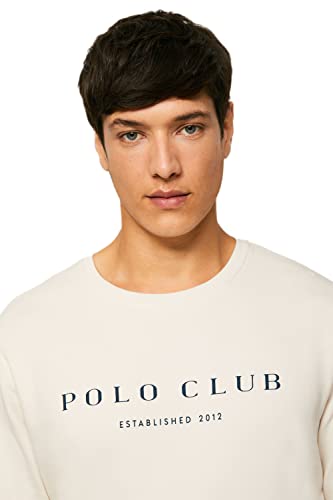 POLO CLUB Sudadera Orgánica Beige de Cuello Redondo