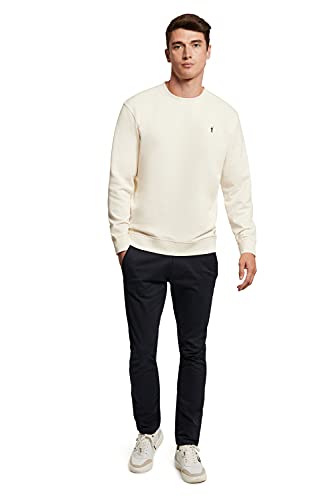 POLO CLUB Sudadera Orgánica Blanco Crudo con Cuello Redondo para Hombre