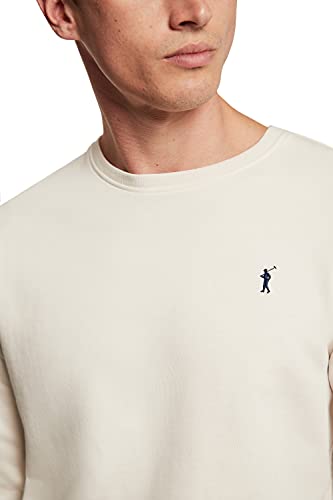 POLO CLUB Sudadera Orgánica Blanco Crudo con Cuello Redondo para Hombre