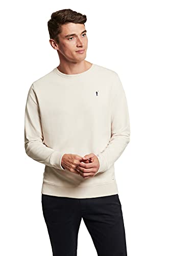 POLO CLUB Sudadera Orgánica Blanco Crudo con Cuello Redondo para Hombre