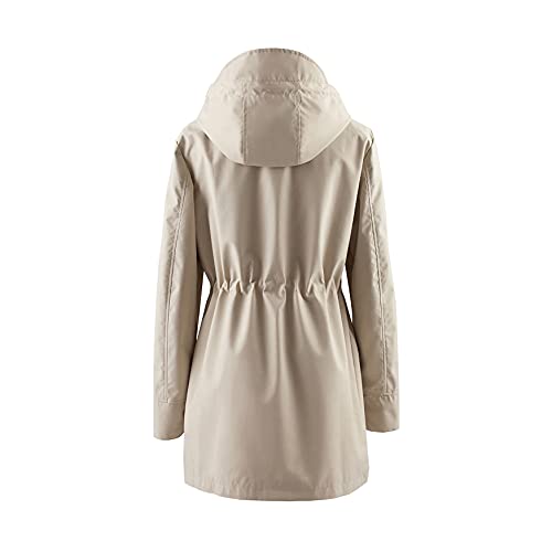 Polydeer Chubasquero ligero impermeable transpirable chaqueta cortavientos activa al aire libre con capucha gabardinas Poncho largo, caqui, XXL más