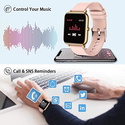 Popglory Smart Watch, Reloj Inteligente con Oxígeno Sanguíneo Presión Arterial Frecuencia Cardíaca, Pulsera Actividad Impermeable IP67 para Hombre Mujer para Android iOS