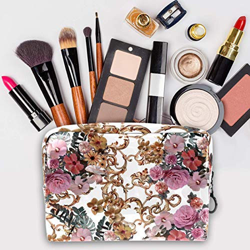 Portátil Bolsa Cosmetica Bolsa Bolso de Organizador Maquillaje en Viaje Racimos de Flores Almacenamiento de Maquillaje Cosmético Neceseres de Viaje 7.3x3x5.1 Inch