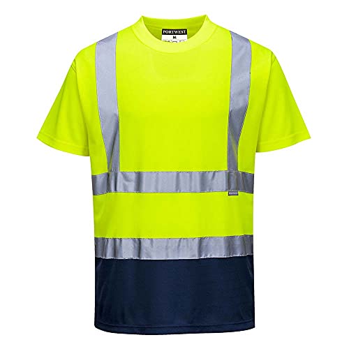 Portwest Camiseta de Dos Tonos, Color: Amarillo/Azul Marino, tamaño: 6XL, S378YNR6XL