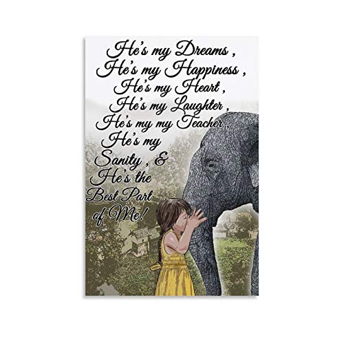 Póster de elefante con texto en inglés «He's My Dream He's My Happiness», póster y arte para pared, diseño moderno de elefante, 40 x 60 cm