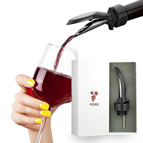 Poura Aireador de Vino para Botella – Boquilla Aireadora Vino con Mecanismo de Apertura y Cierre Patentado – Aireador de Vino Vertedor – Negro