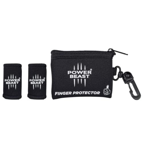 POWER BEAST Protector Dedo | No Tape para Cross Training, Gym, Calistenia, Halterofilia | Funda sustituta del Tape, Vendas, Cinta y Esparadrapo Deportivo | 1 Par + Bolsa.