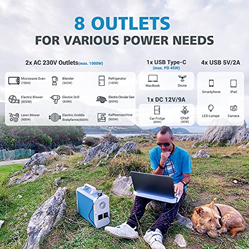 PowerOak Bluetti EB150 1500Wh Generador Solar Portátil con Inversor de 1000W y Salidas AC/DC/USB, Generador Electrico Solar Power Station con Batería de Litio para Camping y Autocaravana