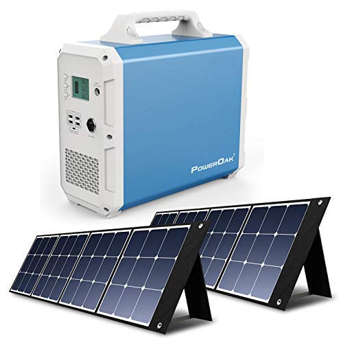 PowerOak Bluetti EB240 2400Wh Generador Solar Portátil con 2 Piezas Paneles Solares 120W, Generador Electrico con Salidas AC/DC/USB Power Station con Batería de Litio para Camping Autocaravana
