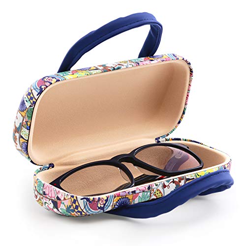 PracticDomus - Funda Rígida Universal para Gafas, Cierre Flex y Asas Flexibles, Interior Forrado en Símil de Terciopelo. Diseño Mosaico