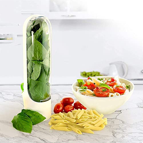 Premium Vanilla Fresh Keeping Cup, Keeps Greens Fresh for 1-2 Weeks, Lasting Refrigerator Herb Keeper, Vegetable Preservation Bottle, Reusable Veggies Containers with Lid (1pcs)