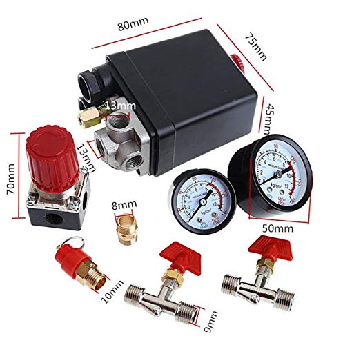 Pressostat - Compresor de aire con válvula de control (90-120 PSI + regulador de presión