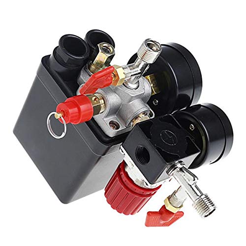 Pressostat - Compresor de aire con válvula de control (90-120 PSI + regulador de presión