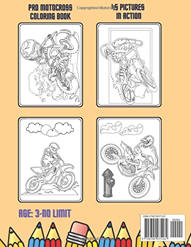 PRO MOTOCROSS COLORING BOOK: For Kids For Adults Dirt Bike stunts Motorcycles in action
