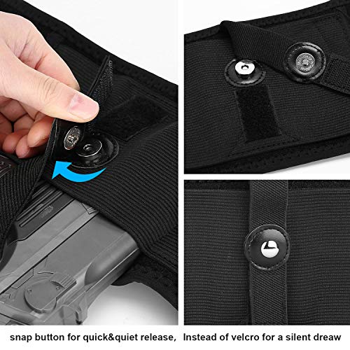 ProCase Cinturón Pistolera Oculta, Pretina Elástica Ajustable Neopreno para Arma de Fuego, Correa de Cintura de Pistolete para Hombres y Mujers -Negro