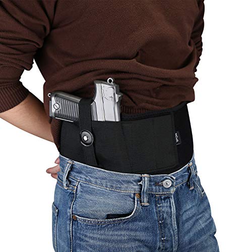 ProCase Cinturón Pistolera Oculta, Pretina Elástica Ajustable Neopreno para Arma de Fuego, Correa de Cintura de Pistolete para Hombres y Mujers -Negro