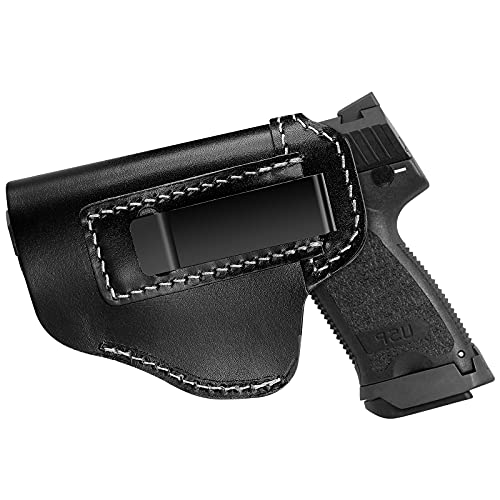 Procase Funda de Pistola IWB, Funda de Cuero para Cinturón, Cartucheras Pistolas Interior Suave Muy Resistente -Diestra