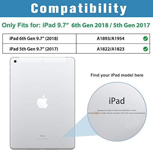 Procase Funda para iPad 6 2018/iPad 5 2017 9.7" Modelos Viejos A1893 A1954 A1822 A1823, Carcasa Delgada Ligera Posterior Translúcido Cubierta Inteligente para iPad 9.7 Pulgadas 2018/2017 -Metálico