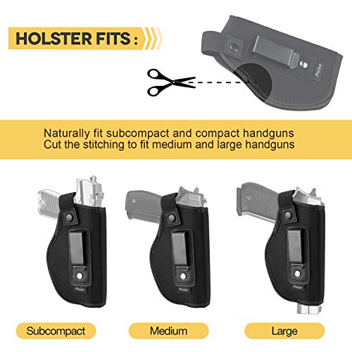 Procase Pistolera y Bolsillo Cargador, Funda Pistola Compacta y Porta Cargador Adicional, para Shield Glock Ruger Springfield y Arma de Fuego -Lado Derecho, para Zurdo